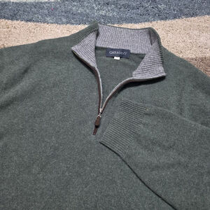 Garmany 100% Cashmere Quarter Zip Sweater XXL Green Men’s Pullover